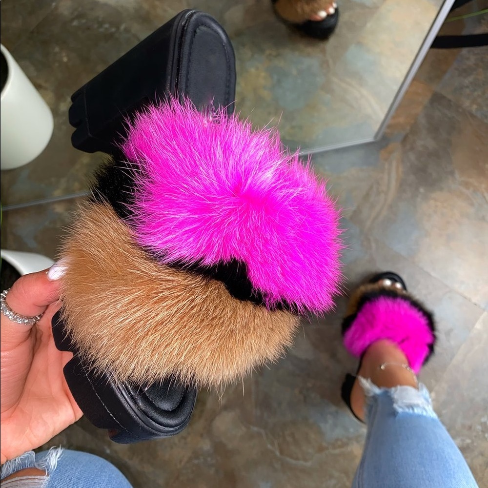 Spice Multi Fur color platform Mules - Picture 4 of 4